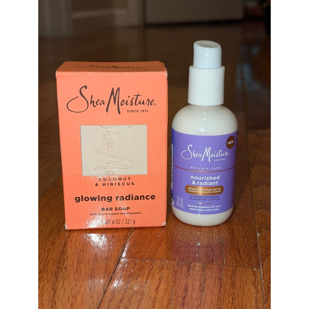 Shea Moisture Glowing Radiance Bar Soap & SPF 30 Sunscreen Lotion Set